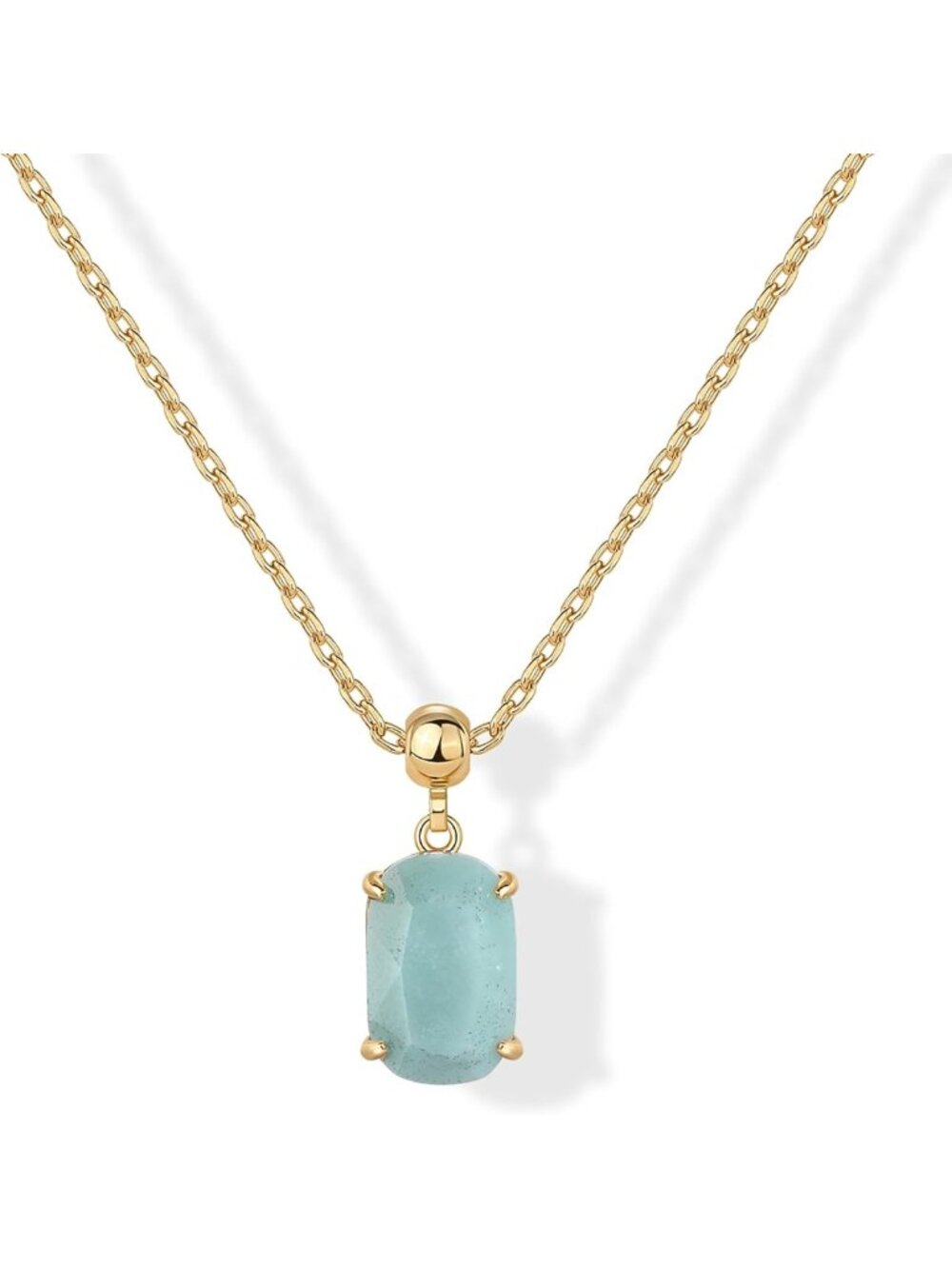 14K Gold Plated Gemstone Charm Necklace for Women - Elegant Pendant Jewelry